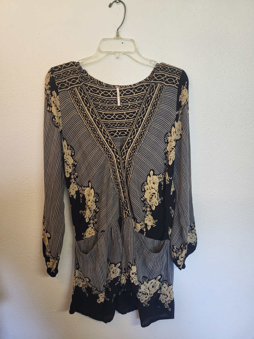 Free People Size S Tunic/ Dress Boho, Floral, Striped Tribal Print  Oversized